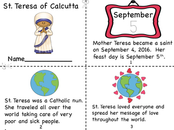 Mother teresast teresa of calcutta mini book and coloring pages