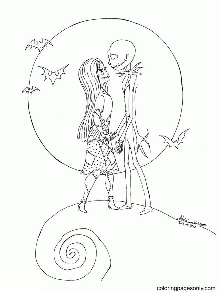 Jack skellington and sally coloring page