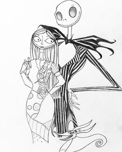 Jack and sally nightmare before christmas by casperdeviance on