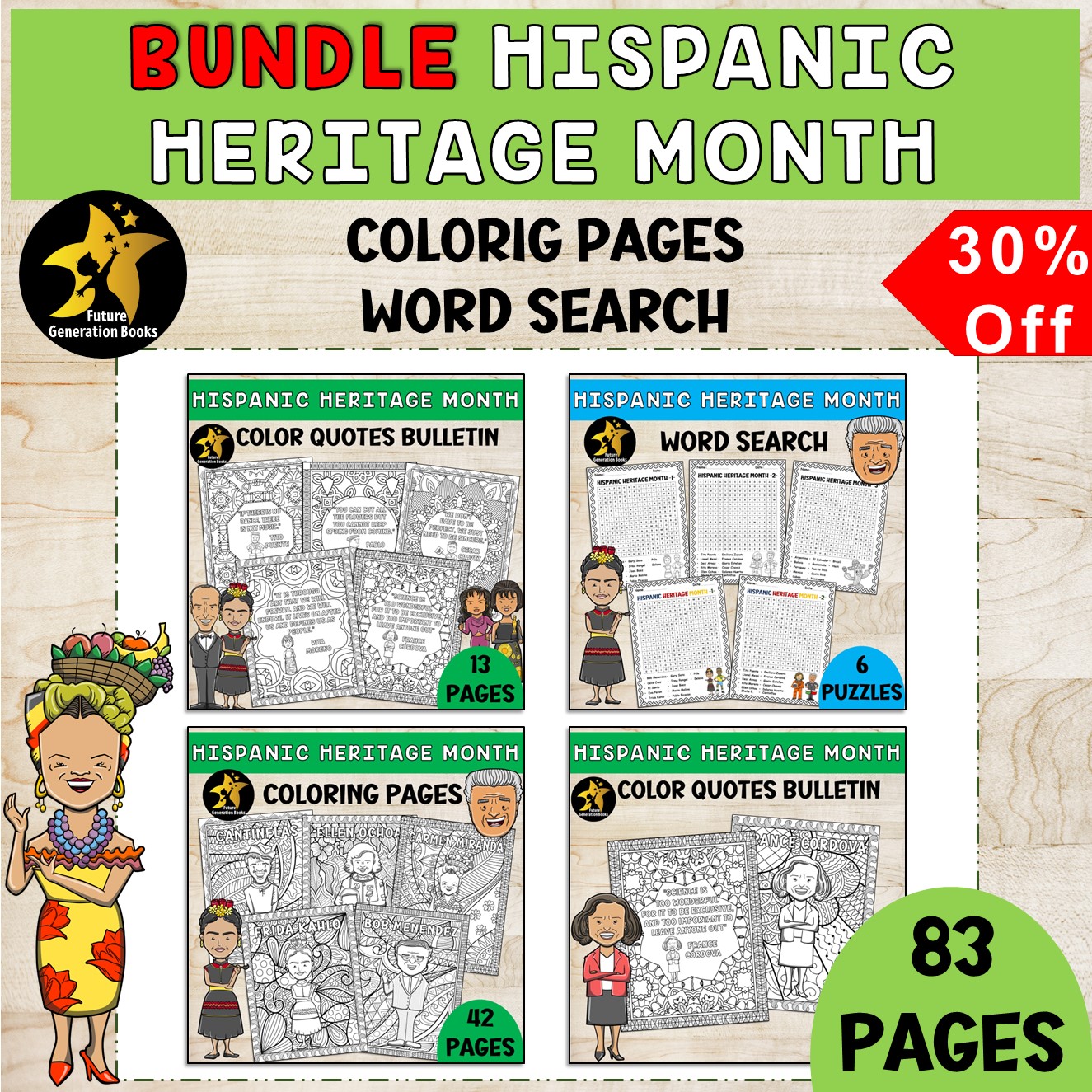 Hispanic heritage month bulletin board coloring pages word search bundle made by teachers