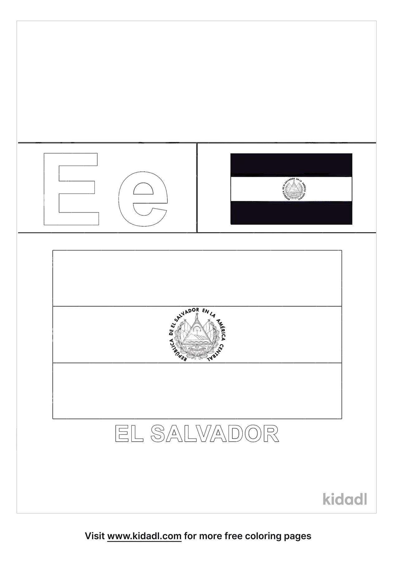 Free el salvador flag coloring page coloring page printables