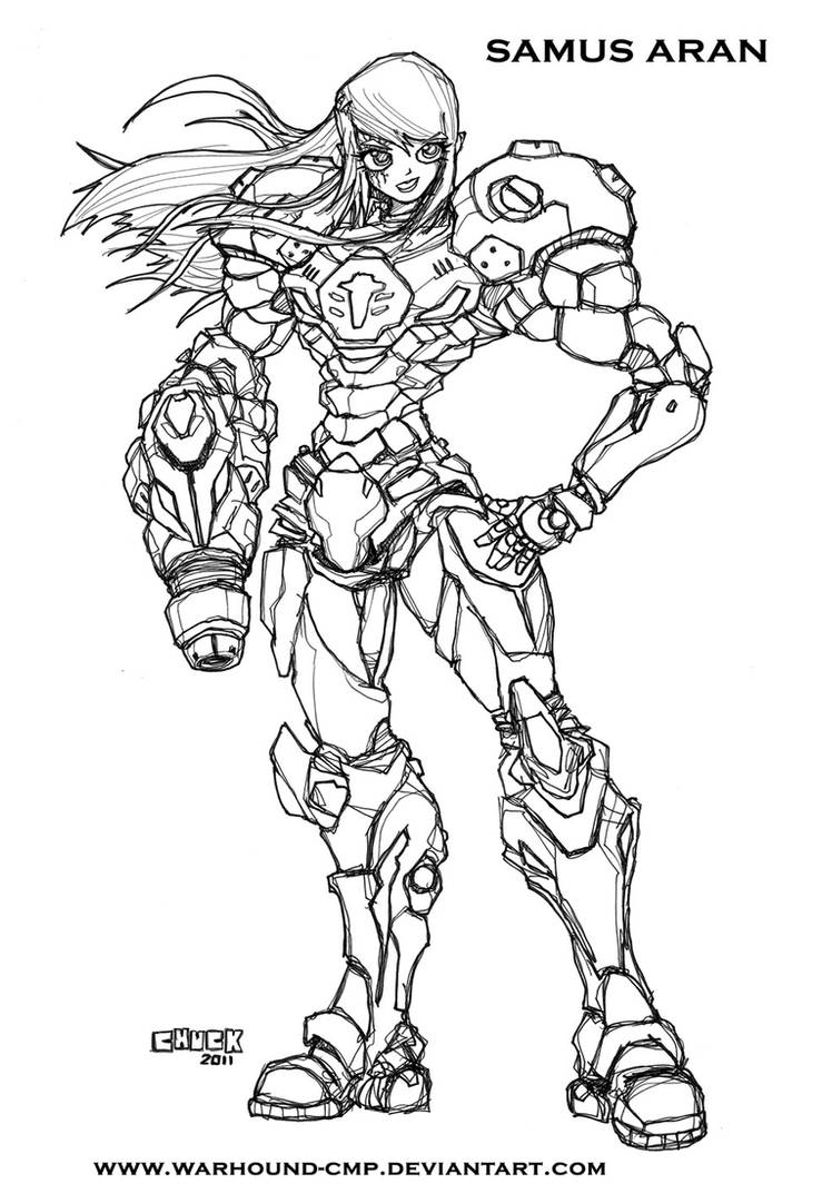 Samus aran ped inks metroid by warhound