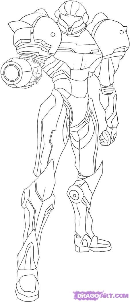 Samus full armor adult coloring designs coloring pages samus