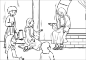 Dibujo de jesãºs en casa de marta y marãa lucas