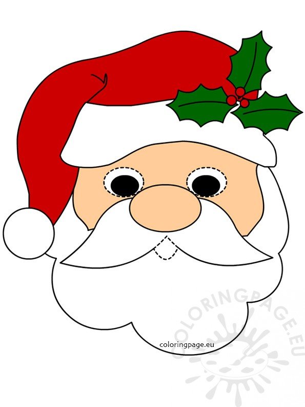 Santa claus face mask coloring page