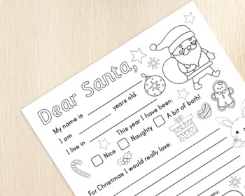 Letter to santa coloring page christmas wish list writing practice no prep