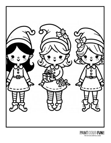 Cute christmas elves santas elves clipart coloring pages direct from the north pole at