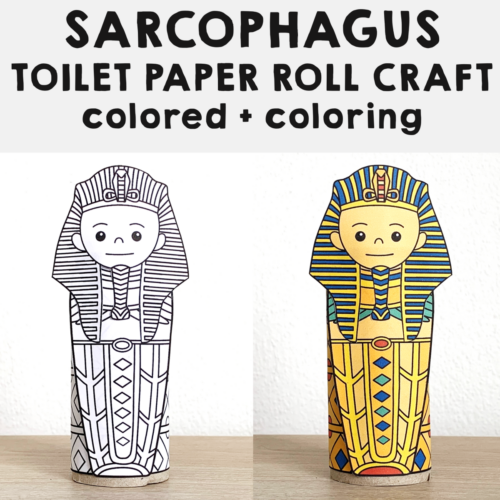Sarcophagus toilet paper roll craft printable ancient egypt activity coloring made by teachers
