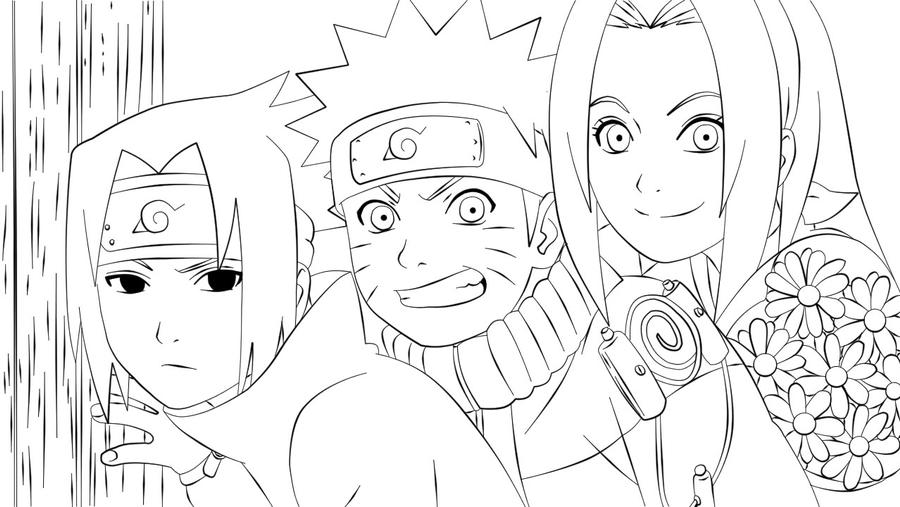 Narutosasukesakura line art by lymmny on