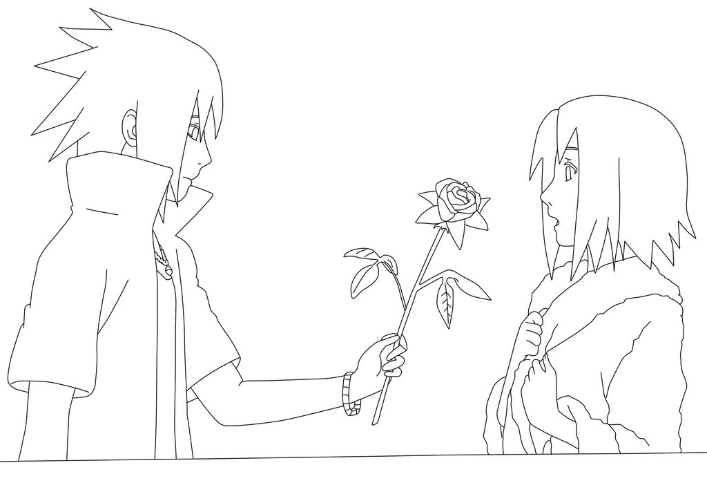 Rtn sasukesakura coloring contest lineart only by levi