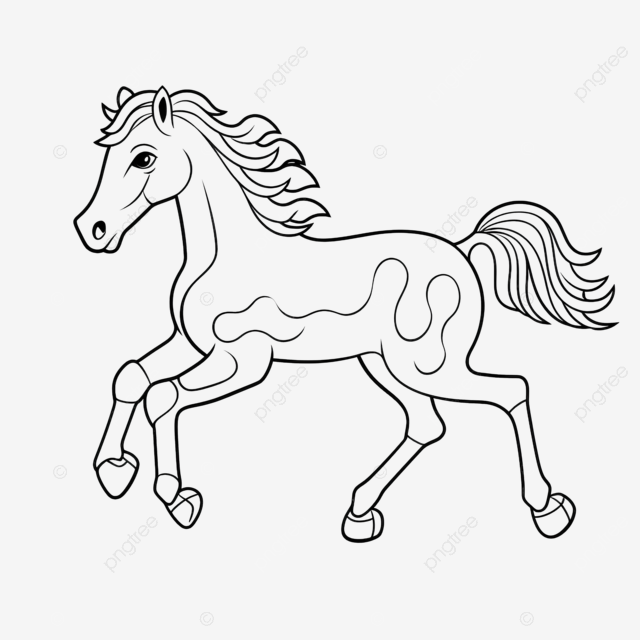 Funny horse outline vector illustration for children creativity coloring pages for kids cartoon cute cartoon cute horse png transparent image and clipart for free download
