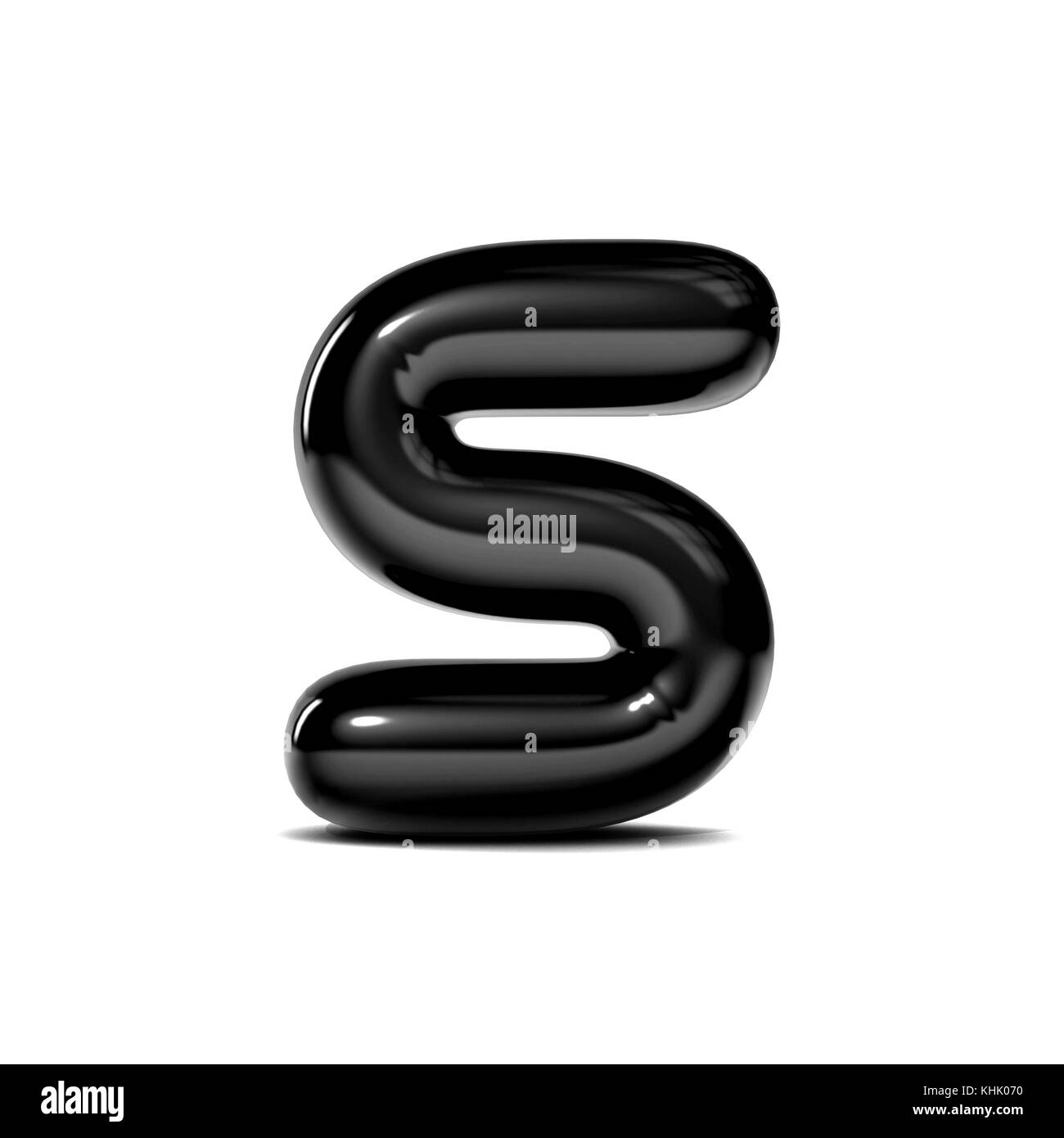 Glossy letter s bubble font isolated on white background d rendering stock photo