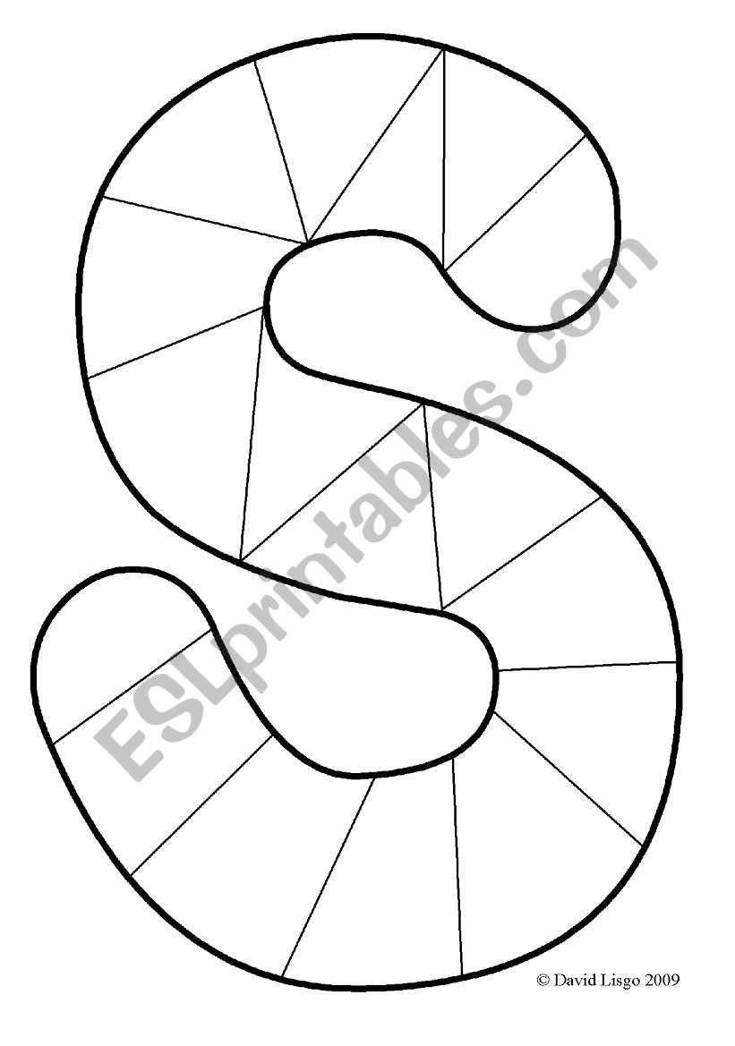 New alphabet tracks letter s in full color black and white and blank