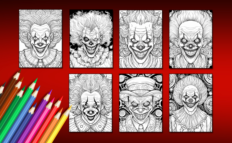 Horror coloring book for adults features illustrations of dark spine