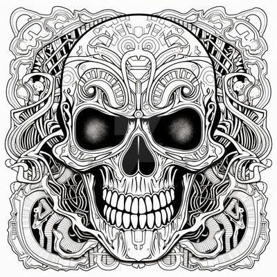 Horror skull line art coloring page by demonicevil on