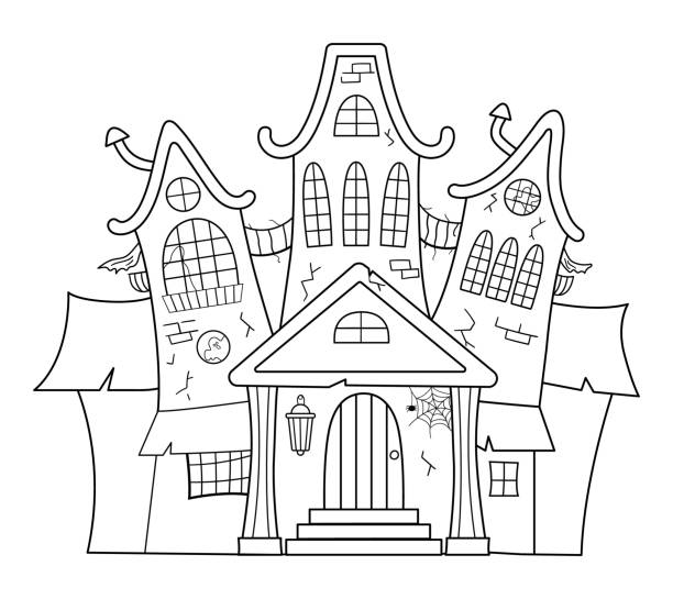 Haunted house coloring page stock photos pictures royalty