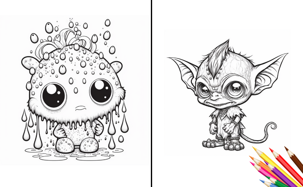 Adorable creepy monsters coloring book a cute and spooky coloring adventure for adults and teens mini
