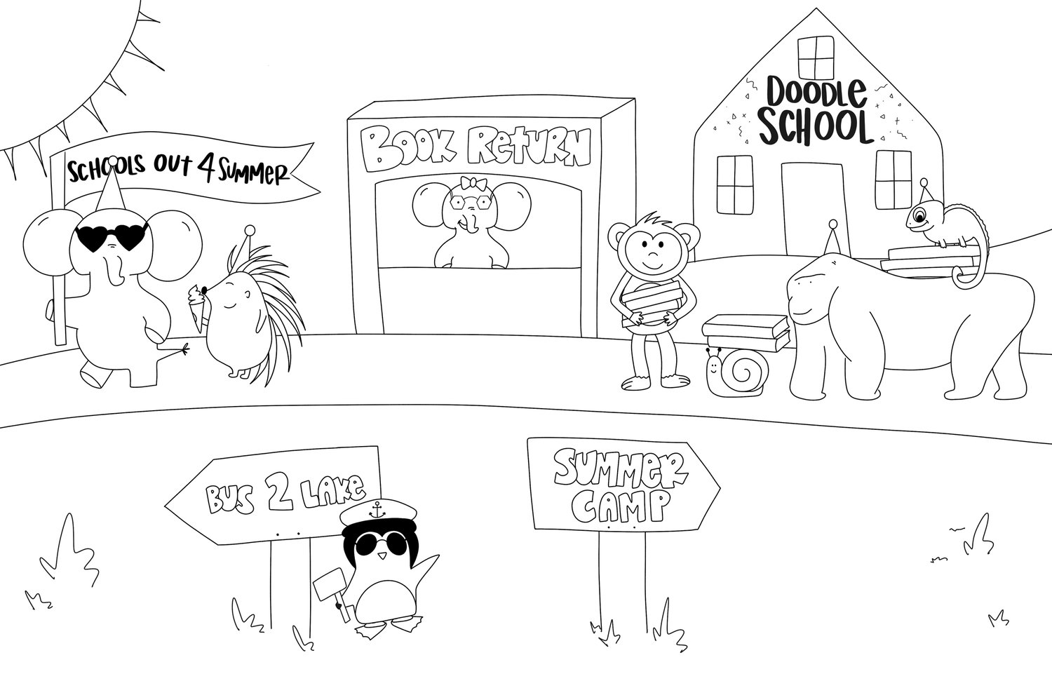 Schools out for summer loring page digital â the doodle shop