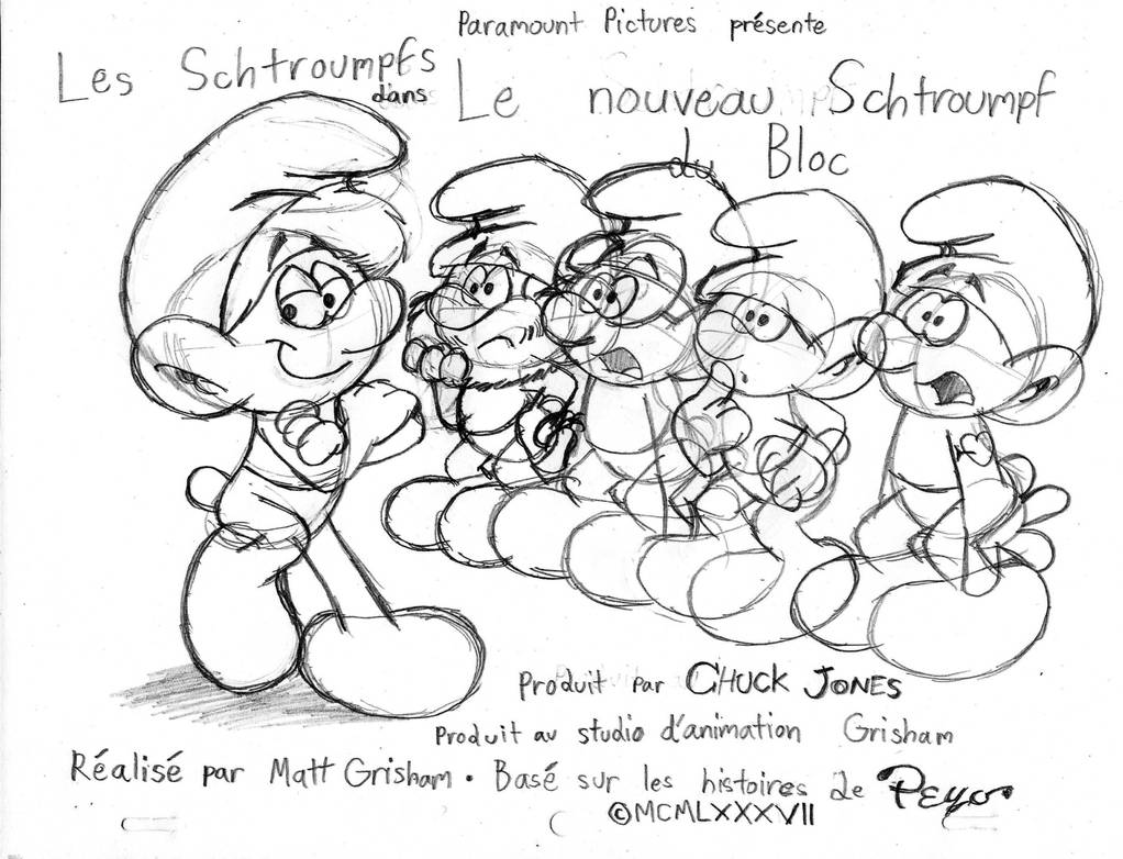 The new smurf on the block french lobby card by grishamanimation on