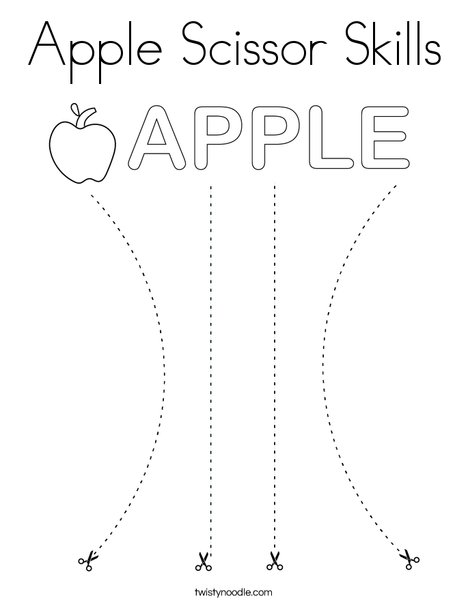 Apple scissor skills coloring page