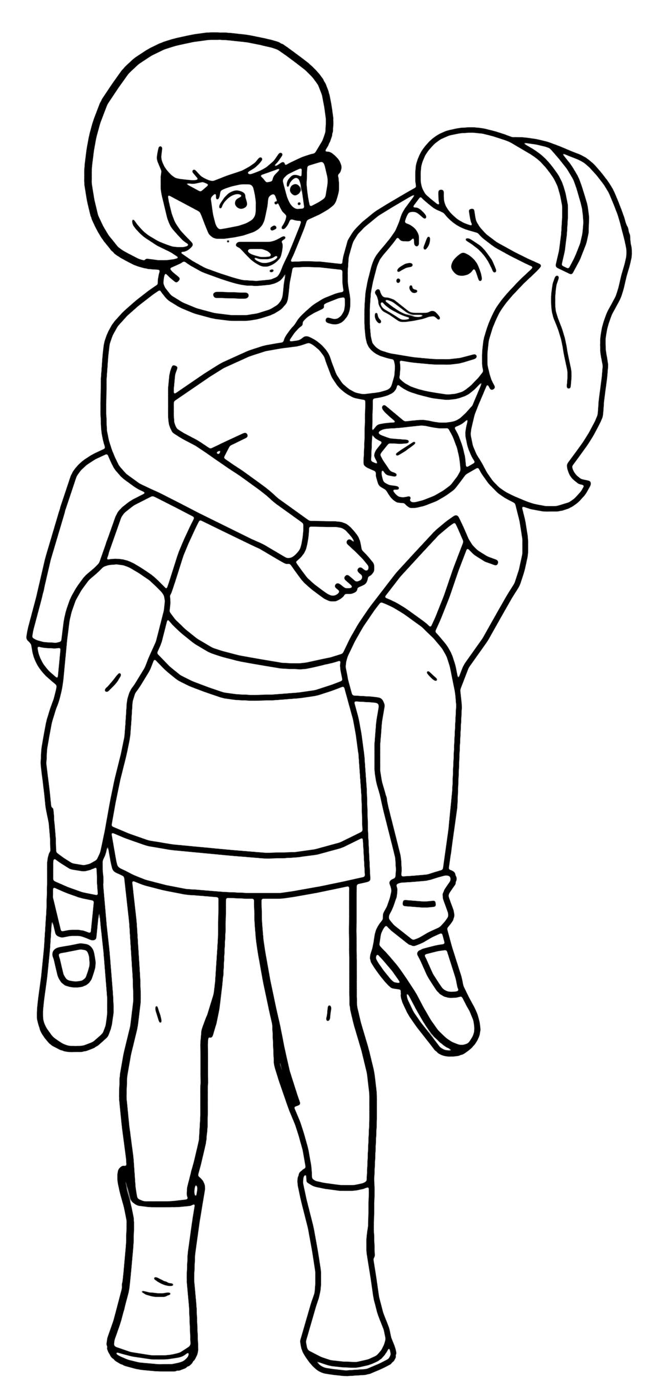 Daphne give velma a piggyback ride coloring pages by maxamizerblake on