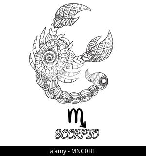 Coloring page with scorpion stock vector image art