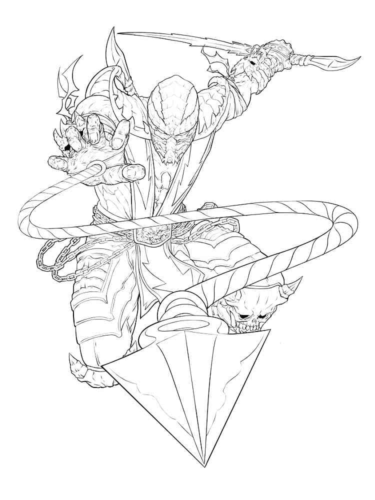 Scorpion mortal kombat coloring pages