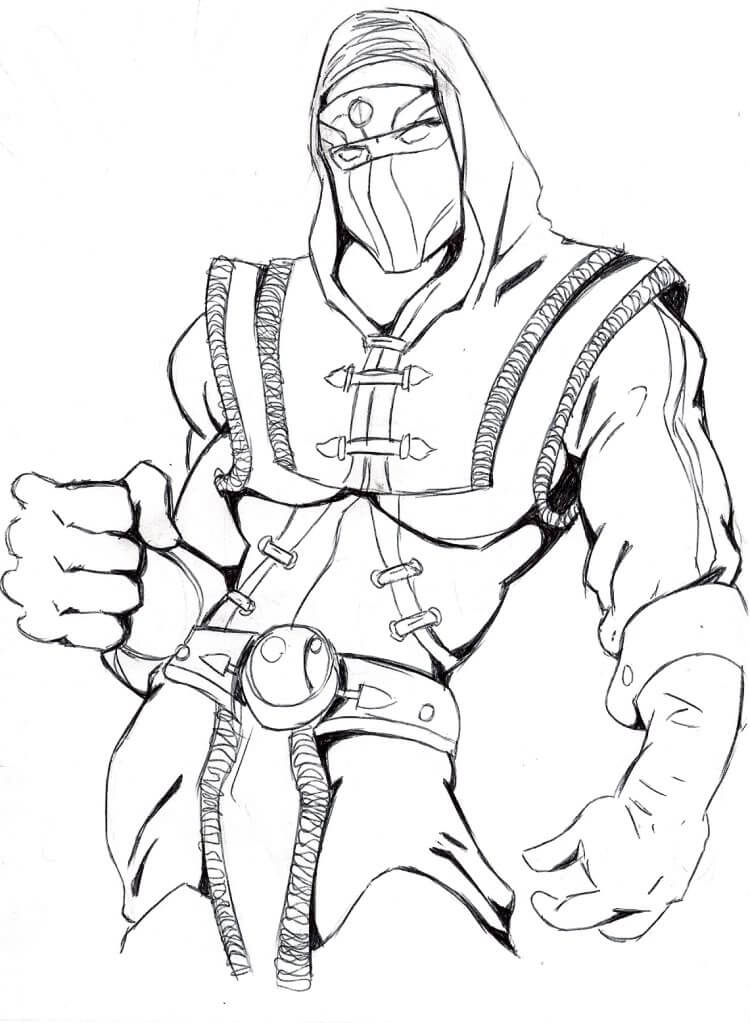 Scorpion mortal kombat coloring page