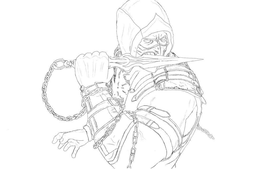 Mortal kombat scorpion image coloring page
