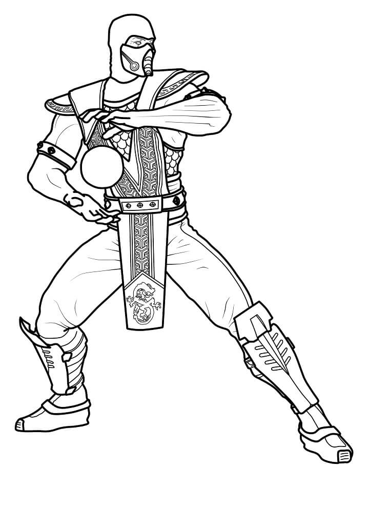 Scorpion mortal kombat coloring page