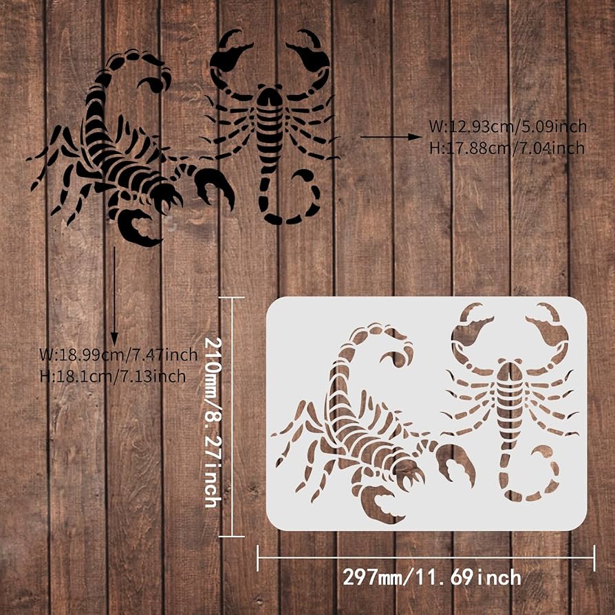 Fingerinspire scorpion stencils template x inchplastic drawing painting stencils with scorpion patterns stencils for painting on wood floor wall and tile arts crafts sewing