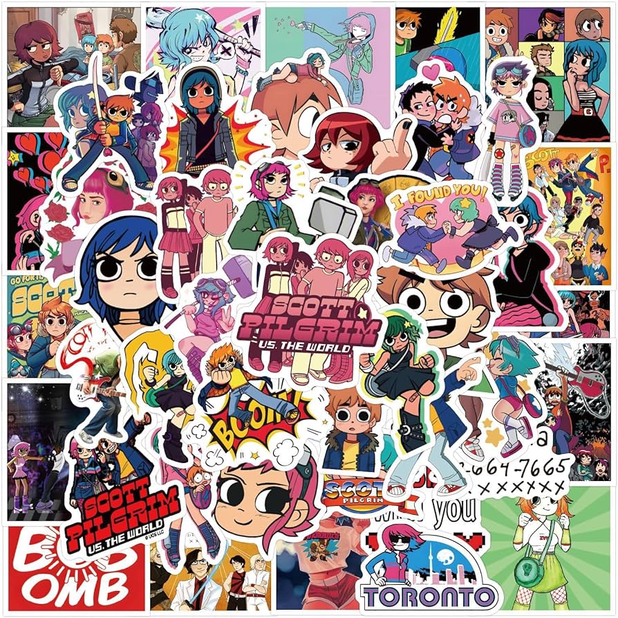 Pcs scott pilgrim stickers scott pilgrim poster scott pilgrim merch scrapbook stickers vinyl waterproof stickers for laptopbumperskateboardwater bottlesputerphone for kidsteensadult toys games