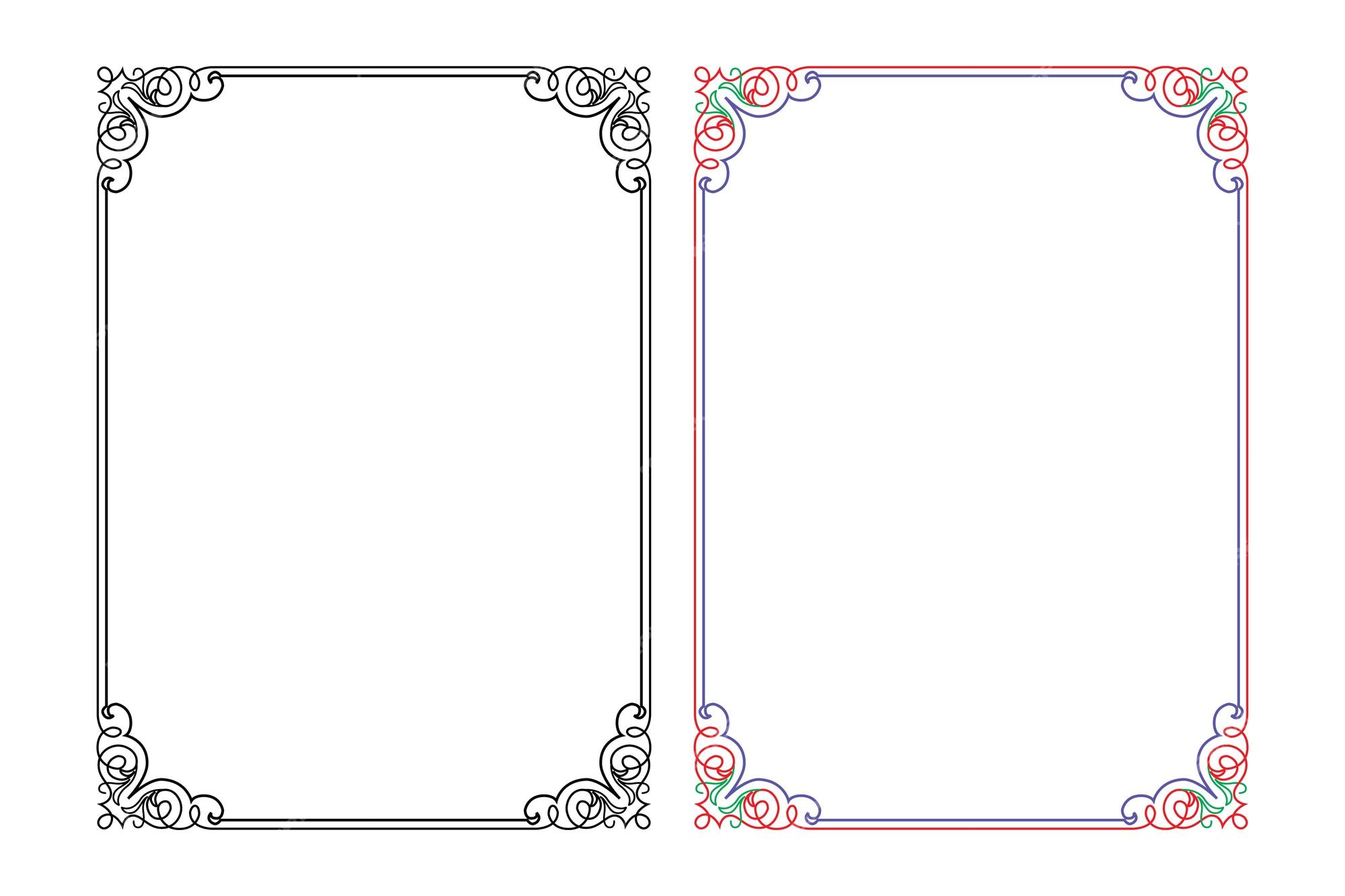 Premium vector vintage floral classic calligraphic retro vignette scroll frames ornamental design elements black and color set isolated vector