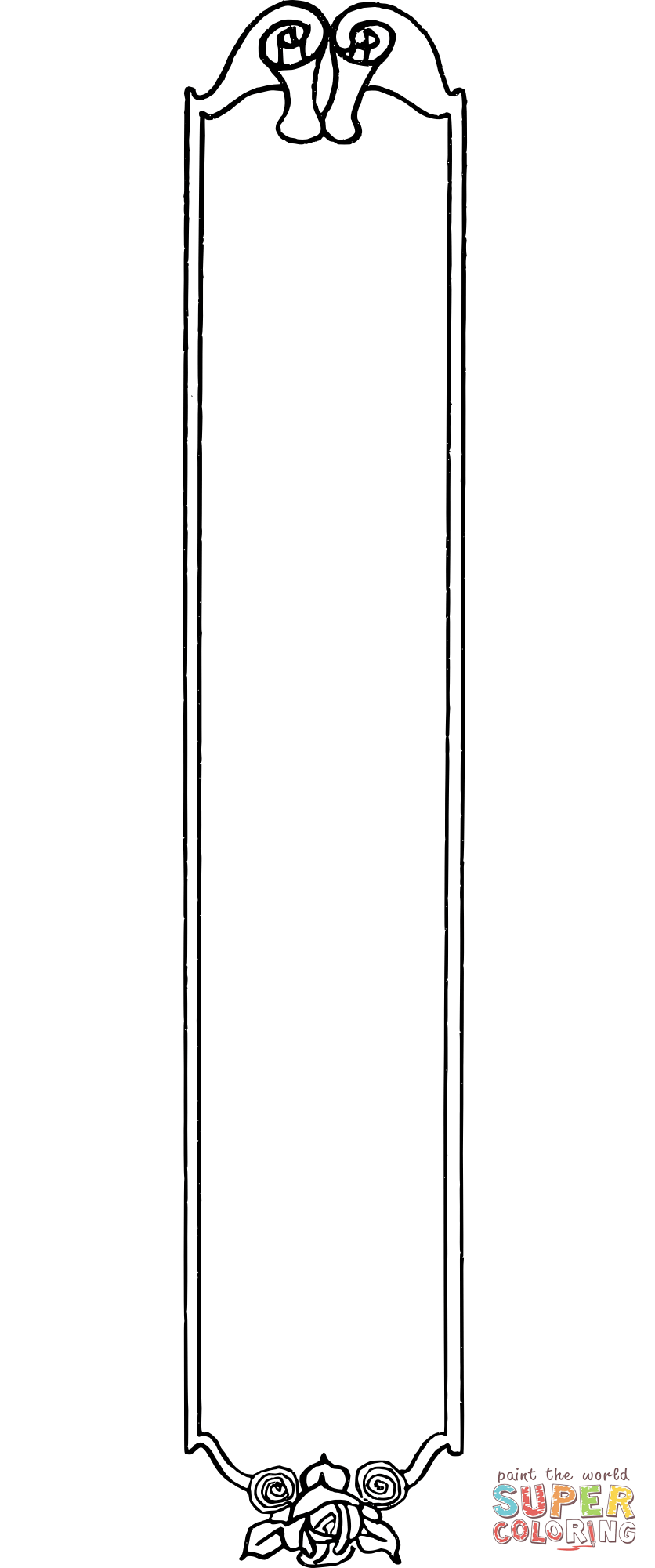 Vintage rose scroll frame coloring page free printable coloring pages
