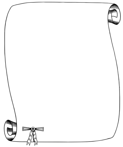 Vintage scroll with seal frame coloring page free printable coloring pages