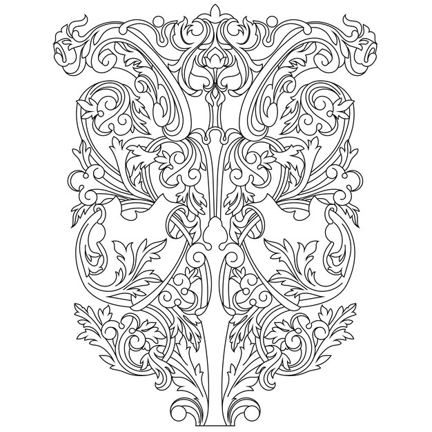 Premium vector vintage baroque frame scroll ornament engraving border floral retro pattern vector