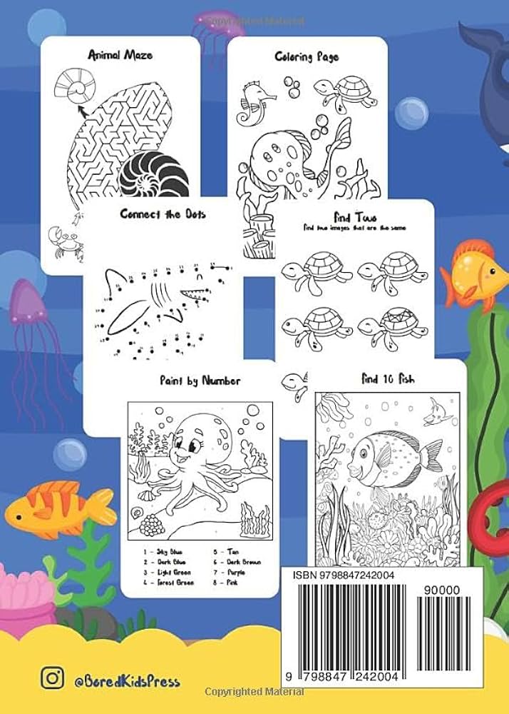 Sea animals activity book for kids perfect x travel size book mazes coloring dot