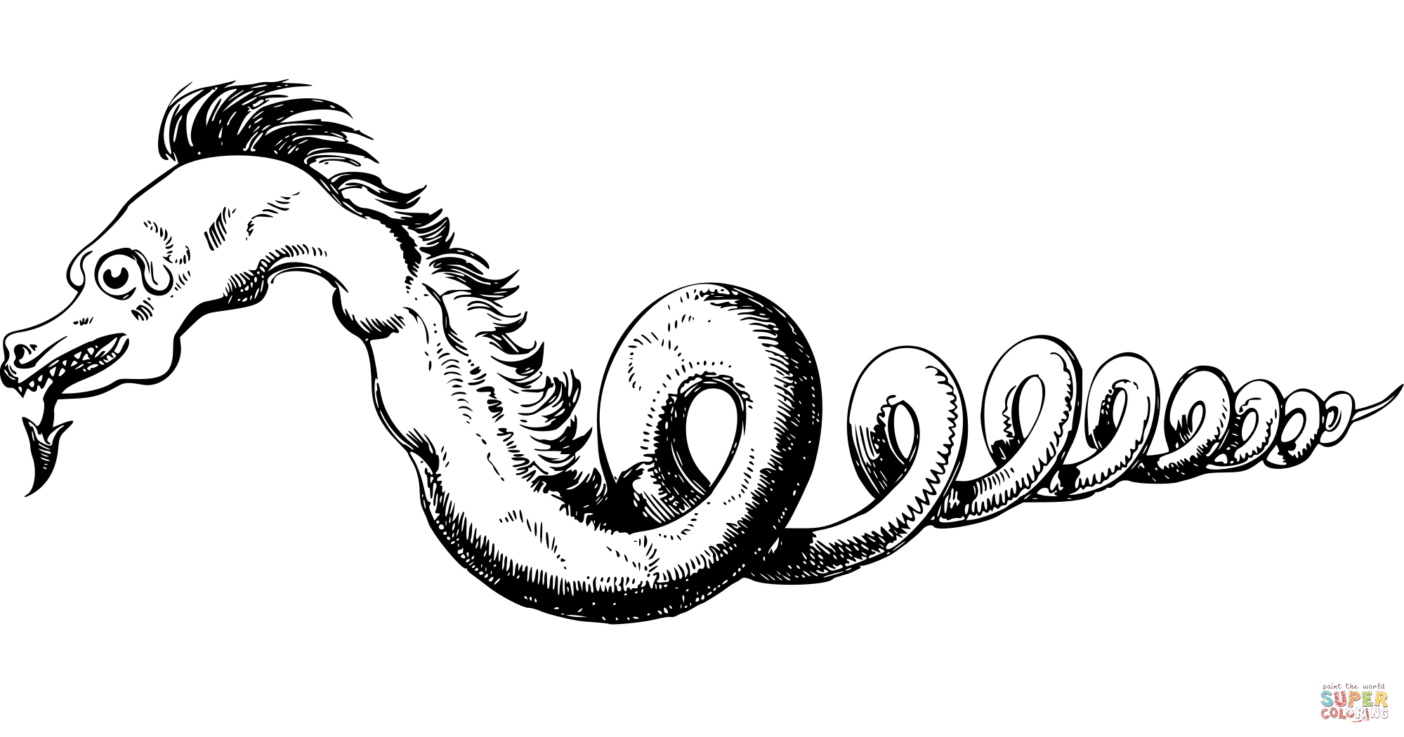 Vintage freaky serpent coloring page free printable coloring pages