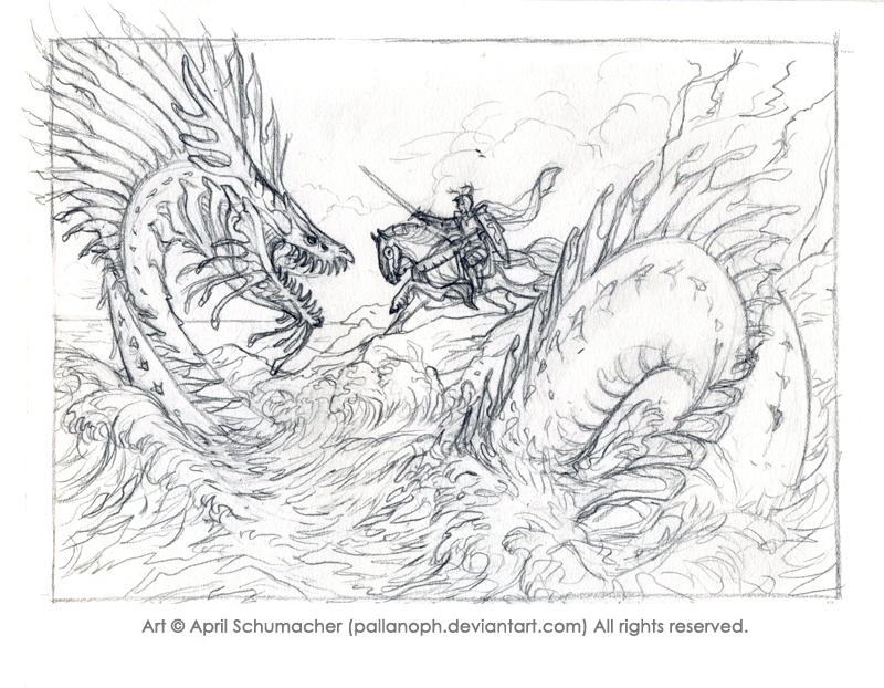 Bretonnian mission sketch sea serpent by pallanoph on