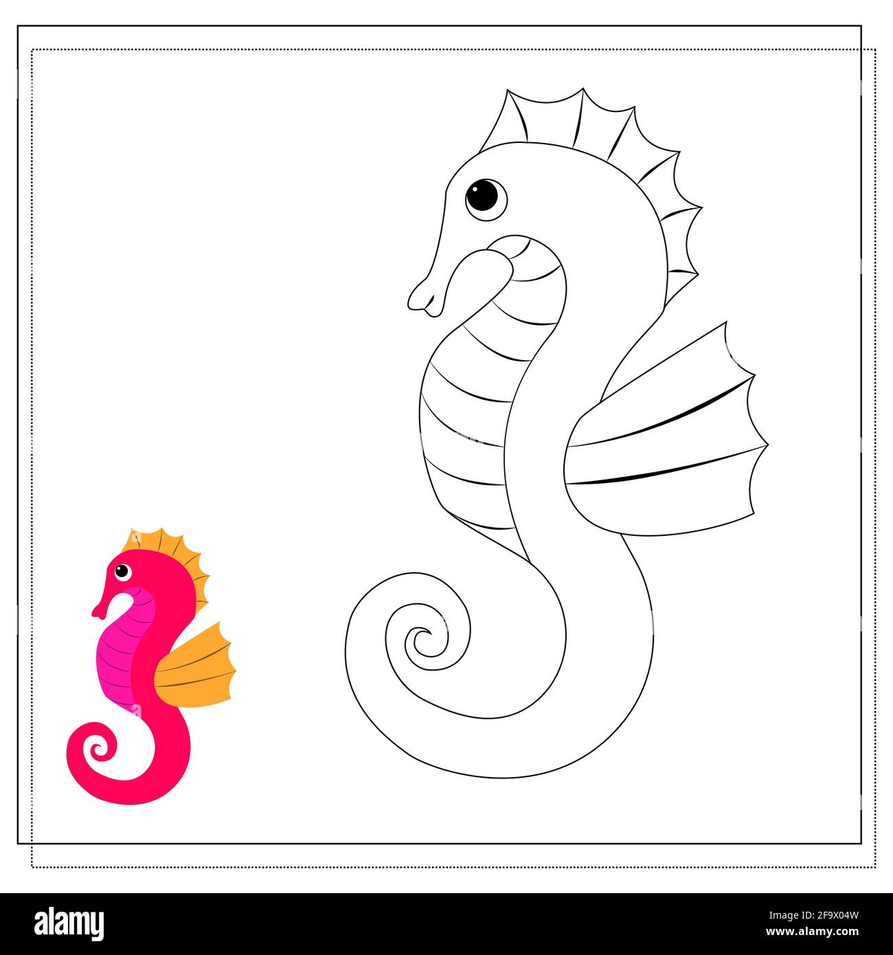 Coloring seahorse cut out stock images pictures