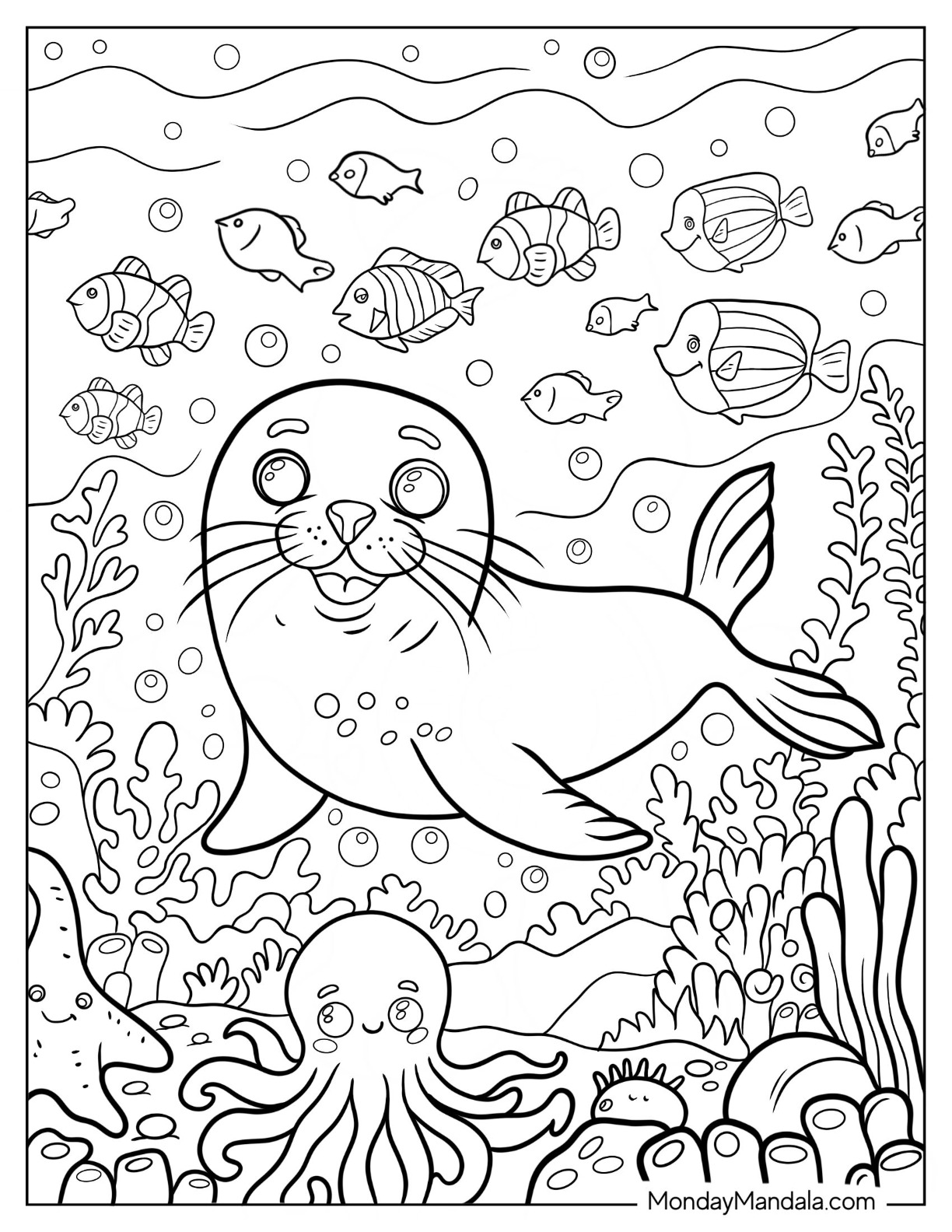 Seal coloring pages free pdf printables