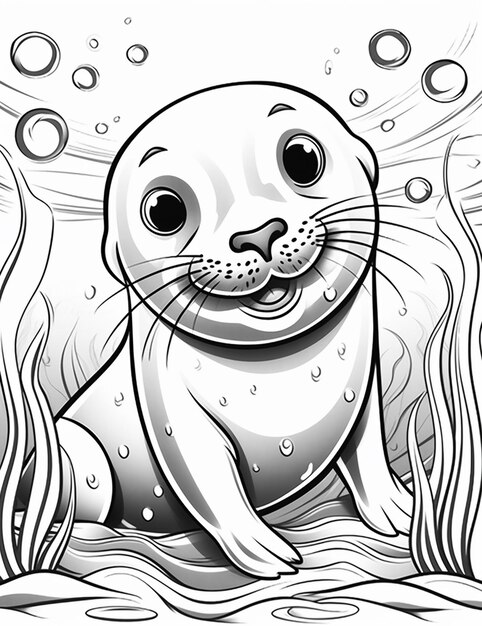 Premium ai image coloring pages of a seal seal seal coloring pages coloring pages generative ai