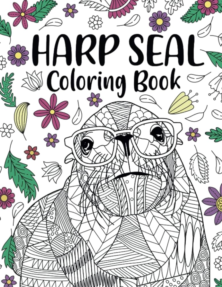 Harp seal coloring book coloring book for adults gift for painting lover harp seal zentangle coloring pages therapy coloring book online store paperland books