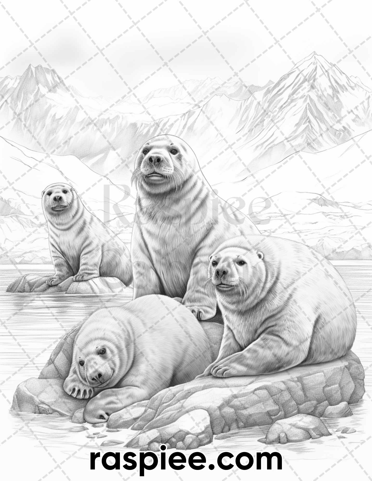 Winter wildlife grayscale coloring pages for adults printable pdf â coloring