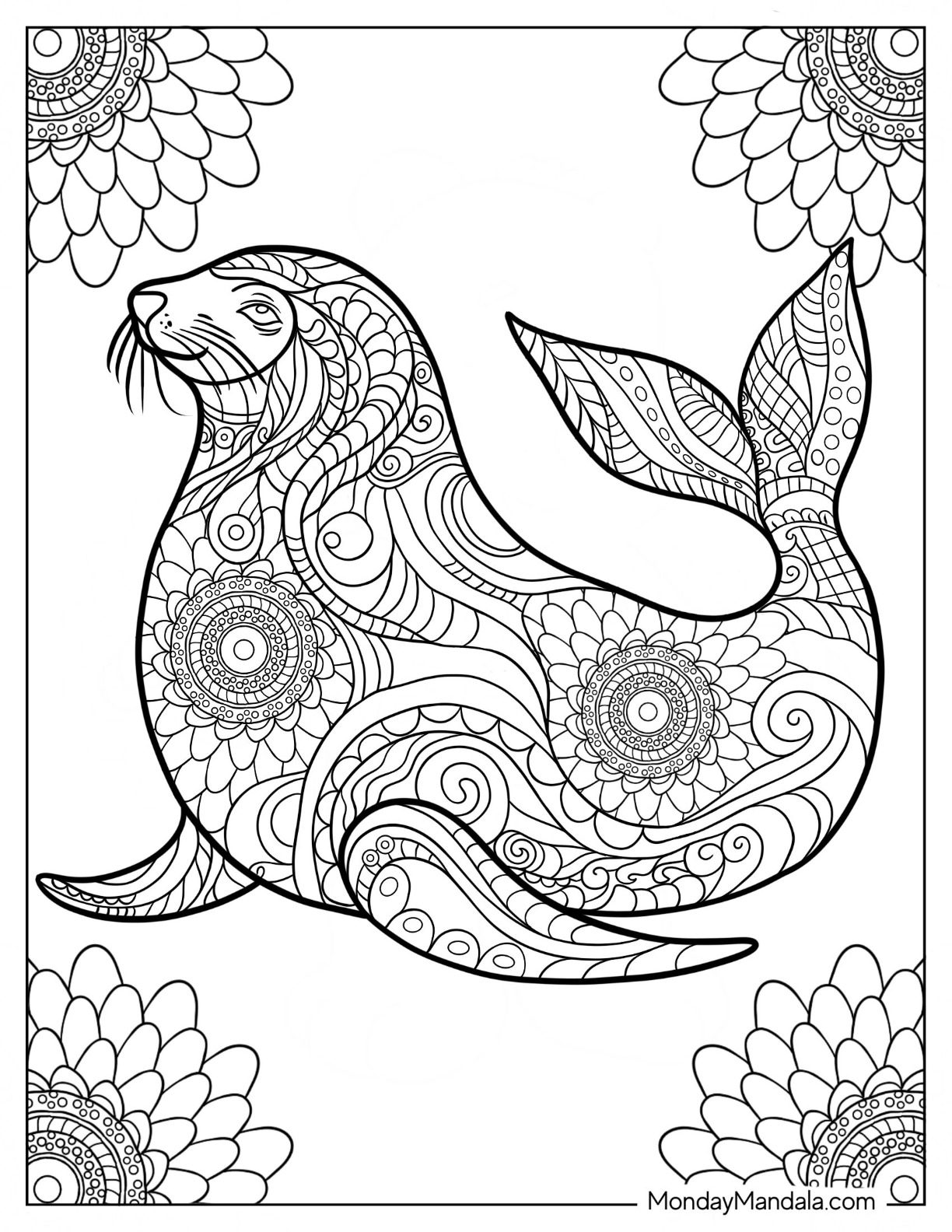 Seal coloring pages free pdf printables