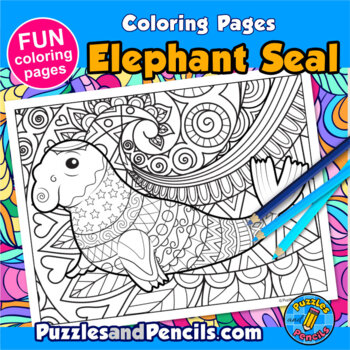 Zentangle elephant seal coloring activity mindfulness coloring pages for kids