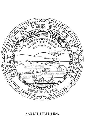 Kansas state seal coloring page from kansas category select from printable crafts of cartoons natâ state of kansas free homeschool printables kansas day