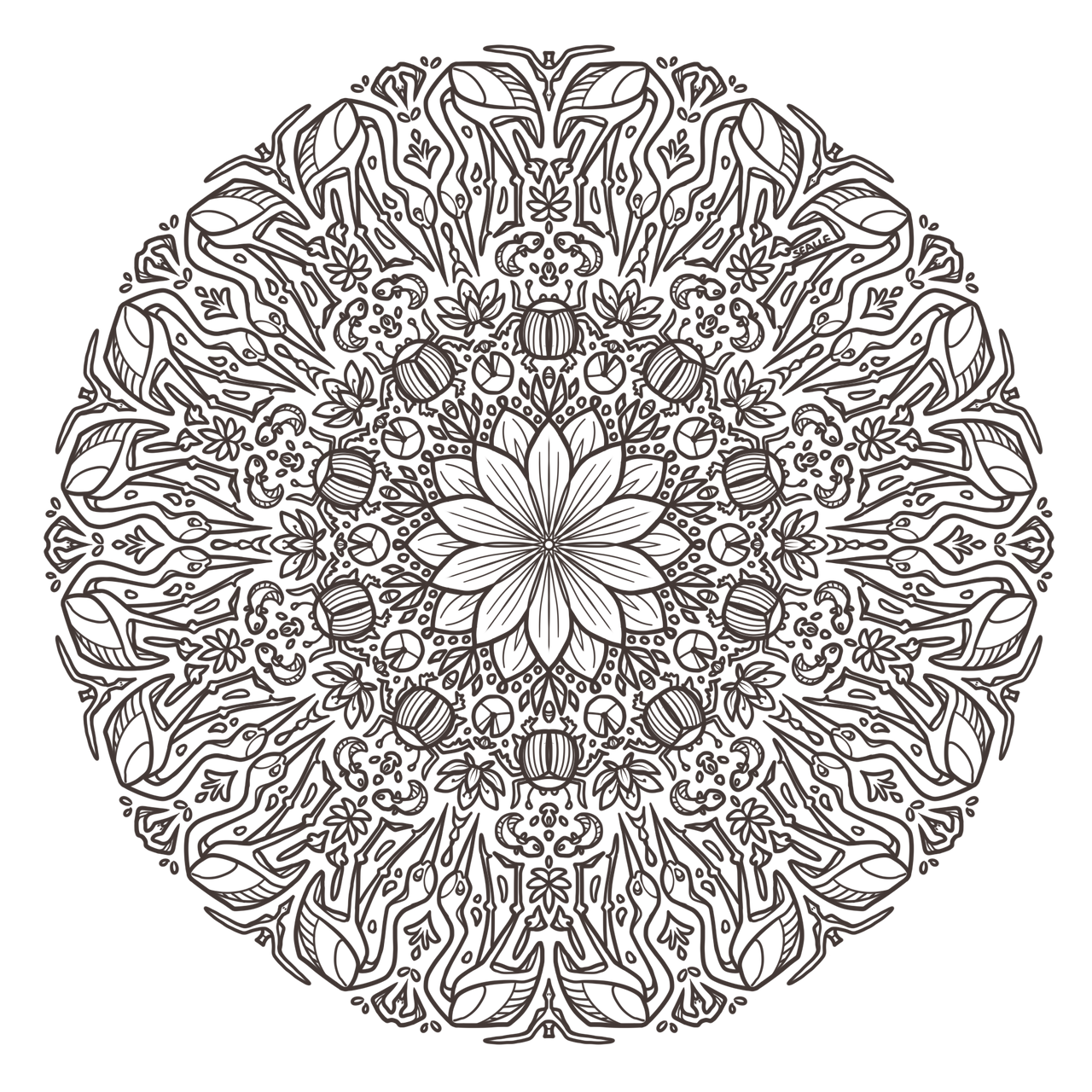 Free colouring page pond mandala by sealle on