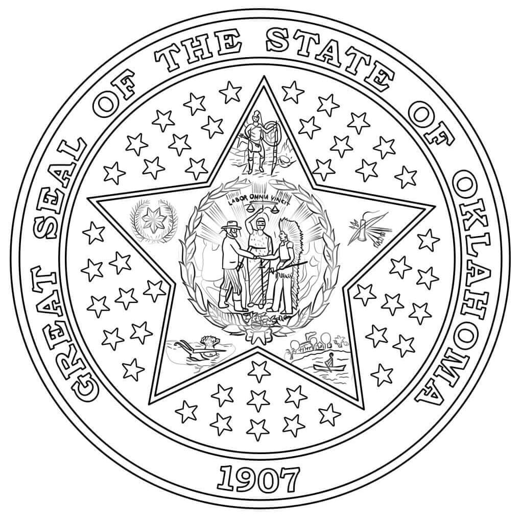 Oklahoma state seal coloring page