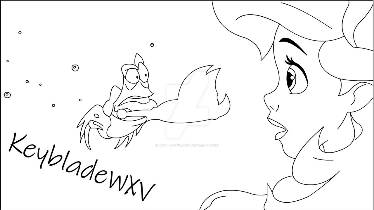 The little mermaid ariel and sebastian outline by keybladewxv on